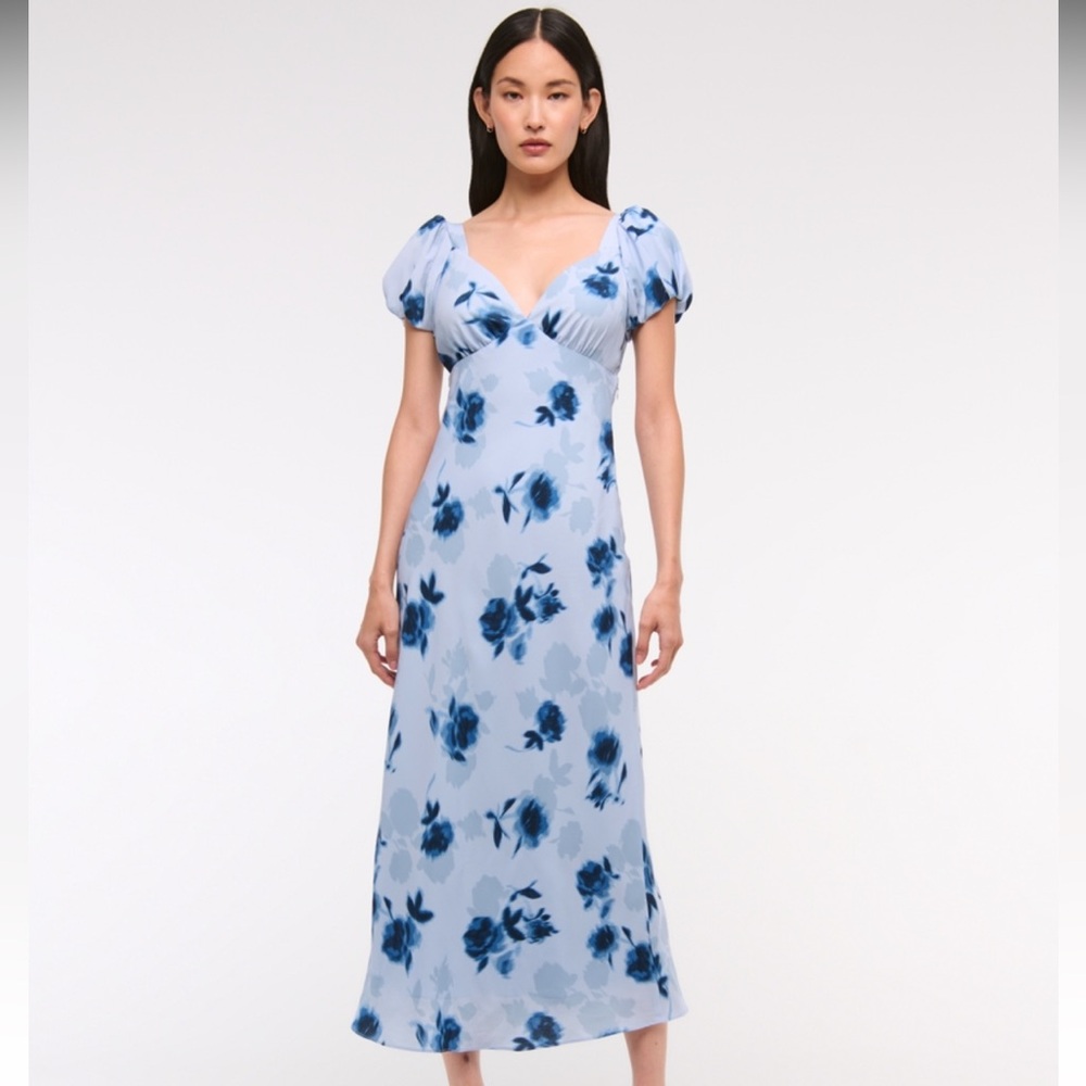 NWT Abercrombie Puff Sleeve Midi Dress